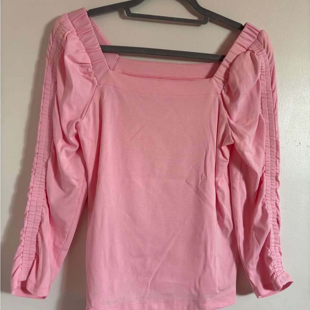 Lilly Pulitzer Pink Blouse with Pleated Sleeves